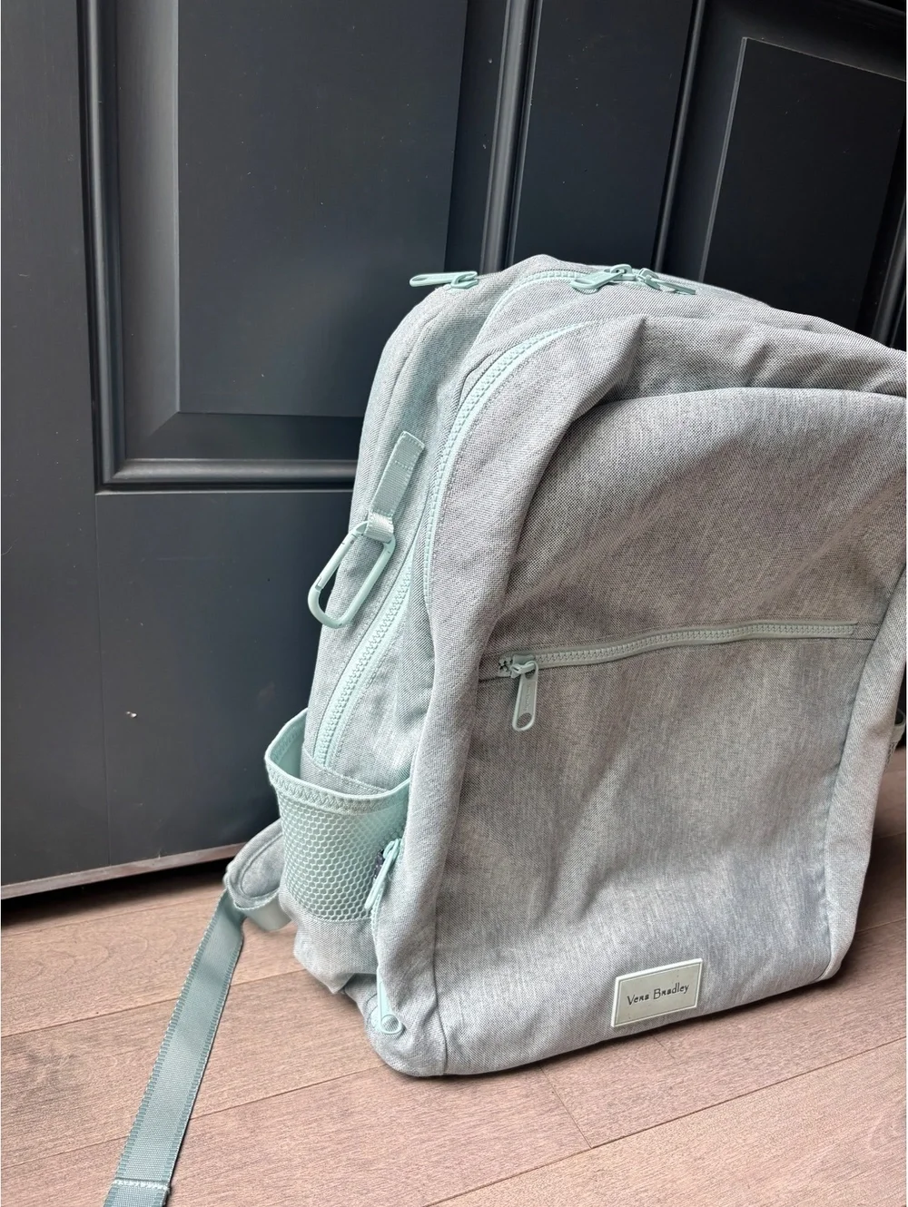 Light green Vera Bradley large backpack travel zip pockets unisex adult school
